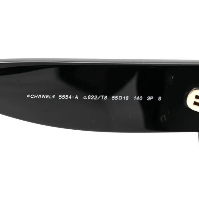 Chanel Acetate Rectangle Sunglasses 5554-A Black in Black from FASHIONPHILE, photo 5 of 8