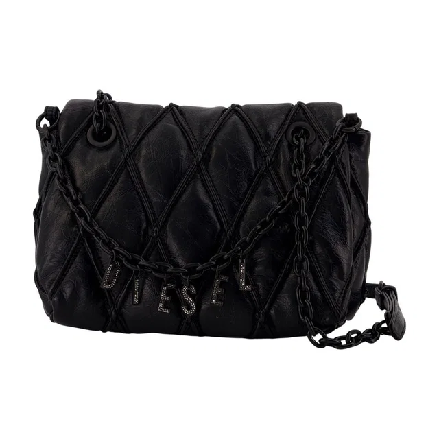 Diesel Charm-D Shoulder Bag — Black Faux_leather in Black Leather from HEWI