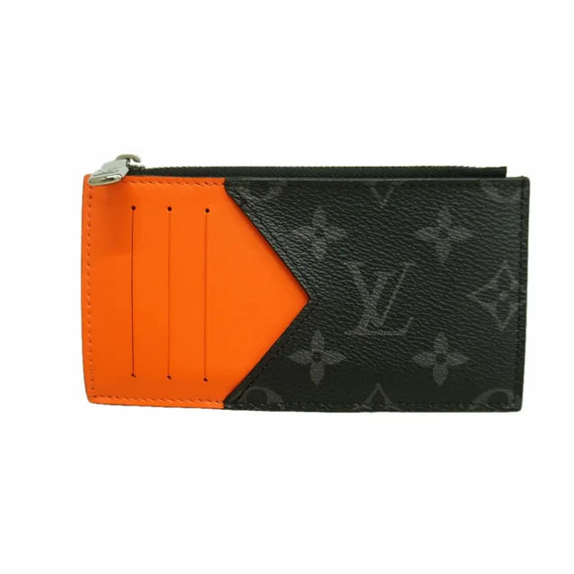 Louis Vuitton Monogram Eclipse Coin Card Holder Black Sunrise Orange in Black from The Reluxe