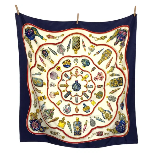 Hermès Carre 90 Pourvu Qu'on Ait L'ivresse Blue Silk Scarf in Blue Silk from The Reluxe