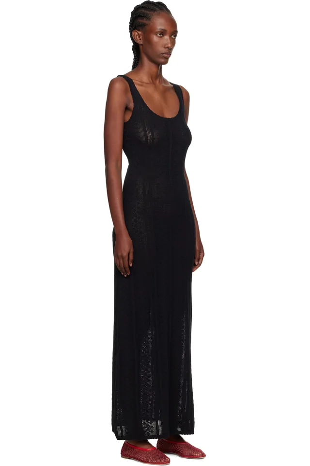 Holzweiler Black Tine Crochet Maxi Dress, photo 2 of 3 from SSENSE