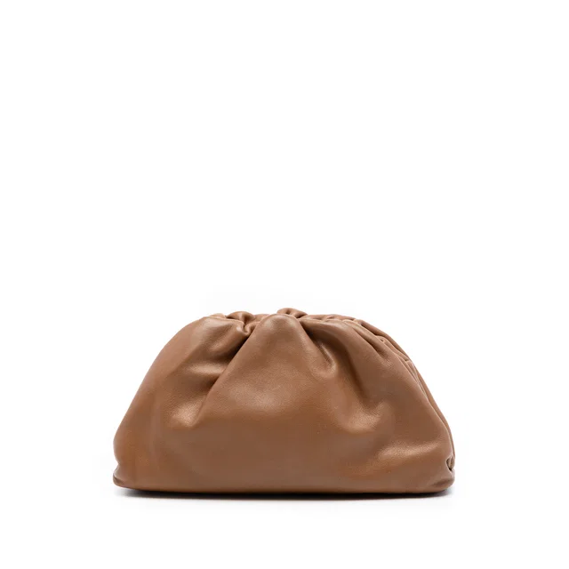 Brown Bottega Veneta Lambskin The Mini Pouch Clutch Bag in Brown Lambskin from Designer Revival