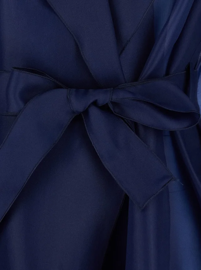 LEPLAIN Blue Light Trench with Notched Revers and Front Belt Closure in Tech Fabric Woman in Blue 100% Polyester, photo 6 of 6 from Gaudenzi Boutique