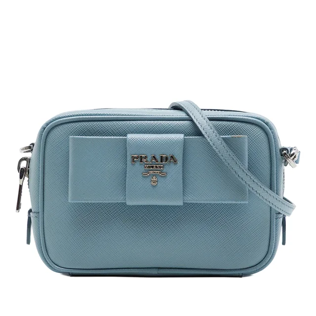 Blue Prada Saffiano Fiocco Bow Camera Bag in Blue Saffiano leather from Designer Revival, photo 1 of 1