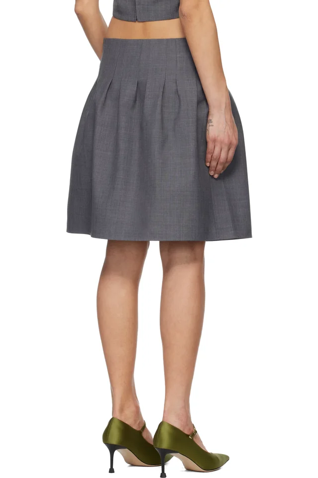 SHUSHU/TONG Gray Low-Waist Pleated Miniskirt, photo 3 of 4 from SSENSE