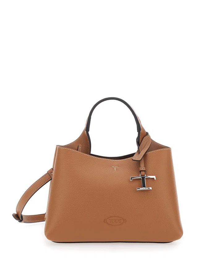Tod's Grained Calf Leather Top Handle Bag — Brown in Brown Calfskin from HEWI