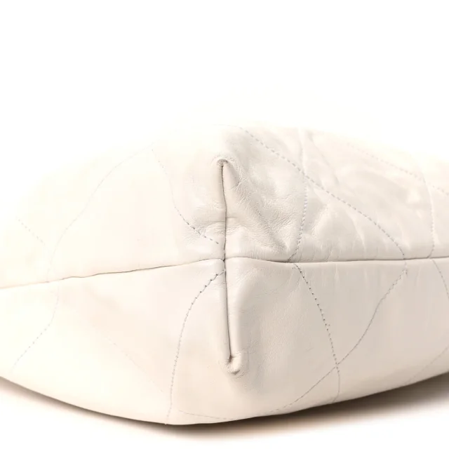 Shiny Calfskin Quilted Chanel 22 White in White Calfskin from FASHIONPHILE, photo 10 of 11