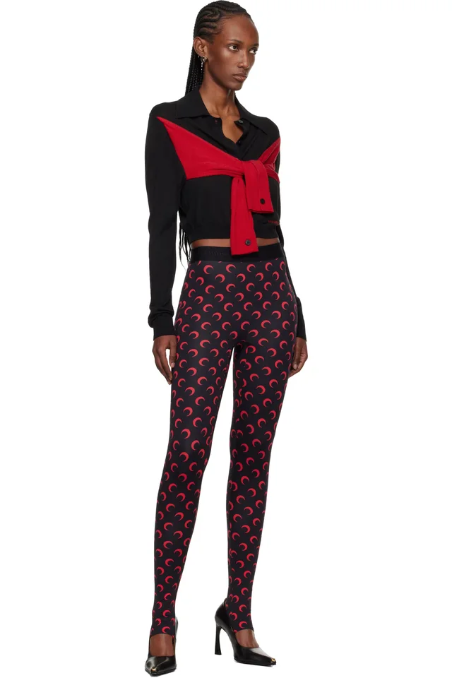 Marine Serre Black Moon Printed Jersey Leggings, photo 4 of 4 from SSENSE