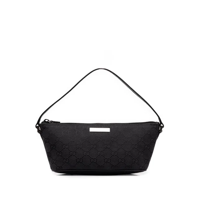 Black Gucci GG Canvas Boat Shoulder Bag in Black Canvas from Designer Revival