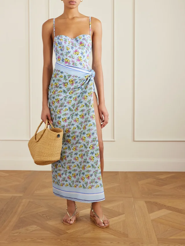 DOLCE&GABBANA Floral-print fringed cotton-voile coverup in Blue, photo 2 of 2 from NET-A-PORTER (Canada)