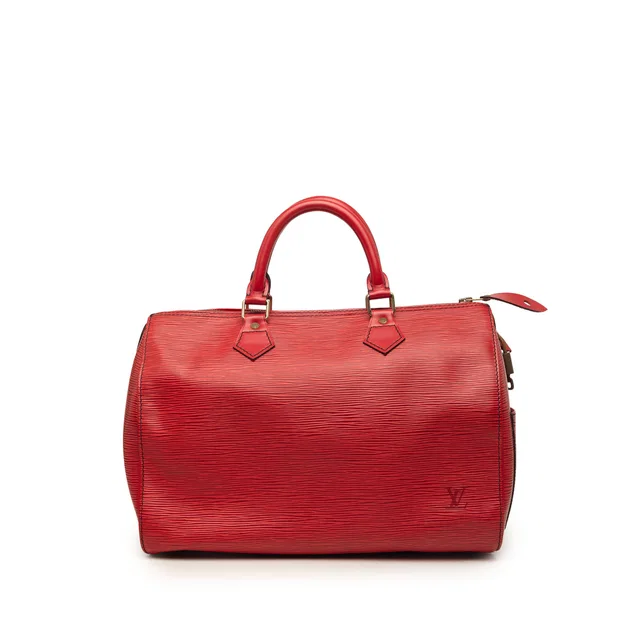 Red Louis Vuitton Epi Speedy 35 Boston Bag in Red Leather from Designer Revival