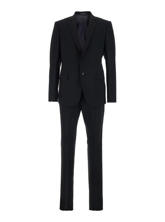 Single-breasted Suit with Notched Revers in Black Wool for Men in Black, image 1 of 1 from Gaudenzi Boutique