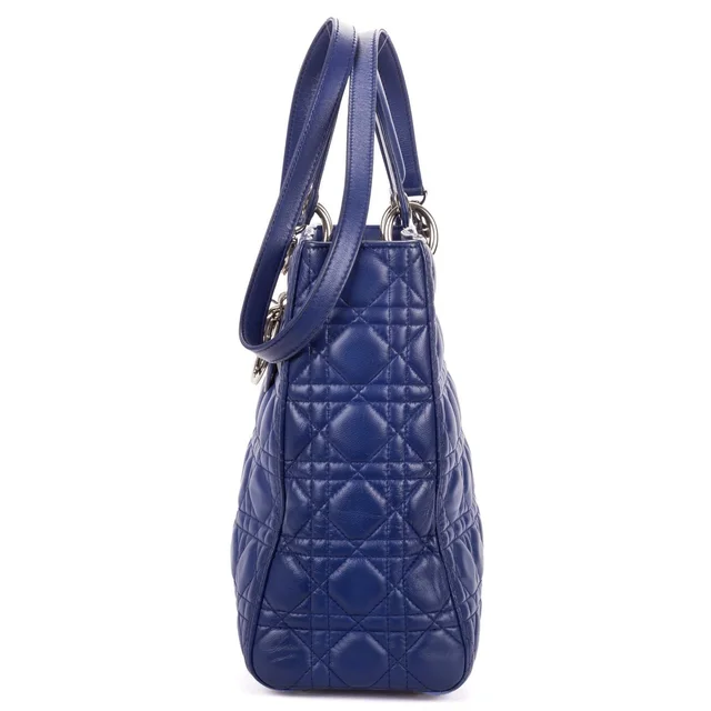 Large Lady Dior Zip Blue Cannage Lambskin Leather Handbag in Blue Lambskin from The Reluxe, photo 2 of 2