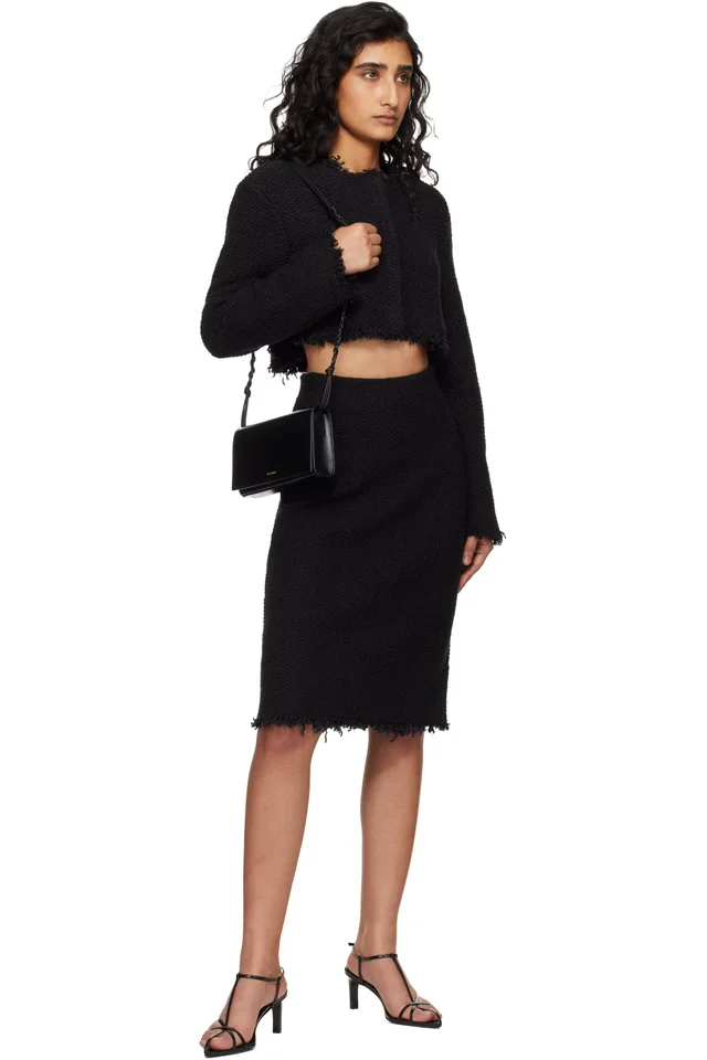 Jil Sander Black Boucle Long Sleeves Cropped Jacket, photo 4 of 4 from SSENSE