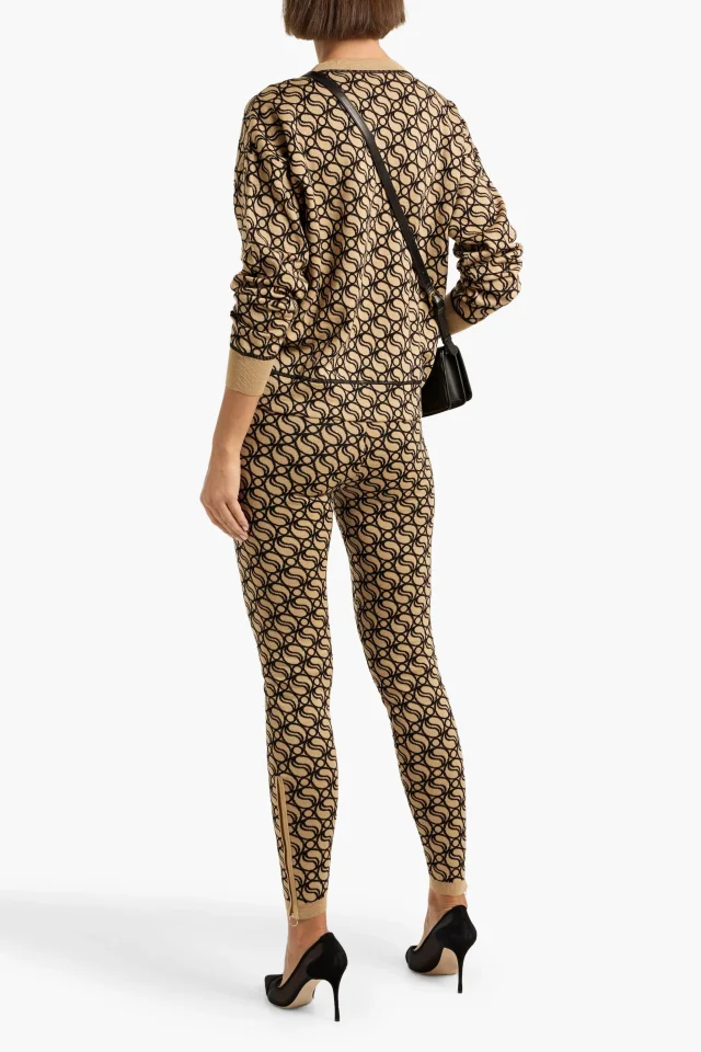 Stella McCartney Jacquard-Knit Virgin Wool Leggings in Sand, photo 3 of 4 from THE OUTNET