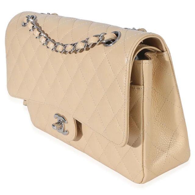 Chanel Beige Quilted Caviar Medium Double Flap Handbag in Beige Caviar leather from myGemma, photo 2 of 2