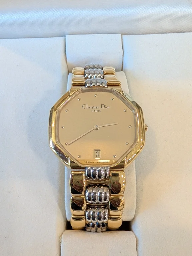 Dior Vintage Gold & Silver Two-Tone Octagonal Watch in silver|gold|gray from Poshmark