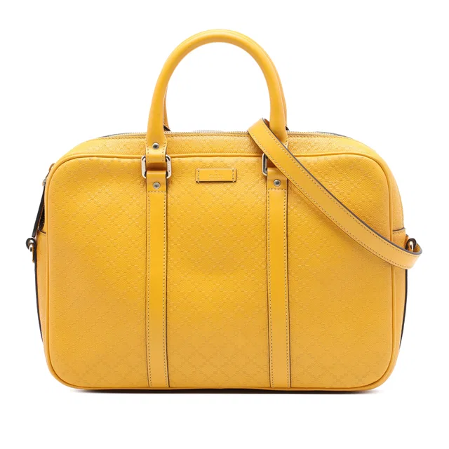 Yellow Gucci Medium Diamante Calfskin Bright Business Bag in Yellow Calfskin from Designer Revival