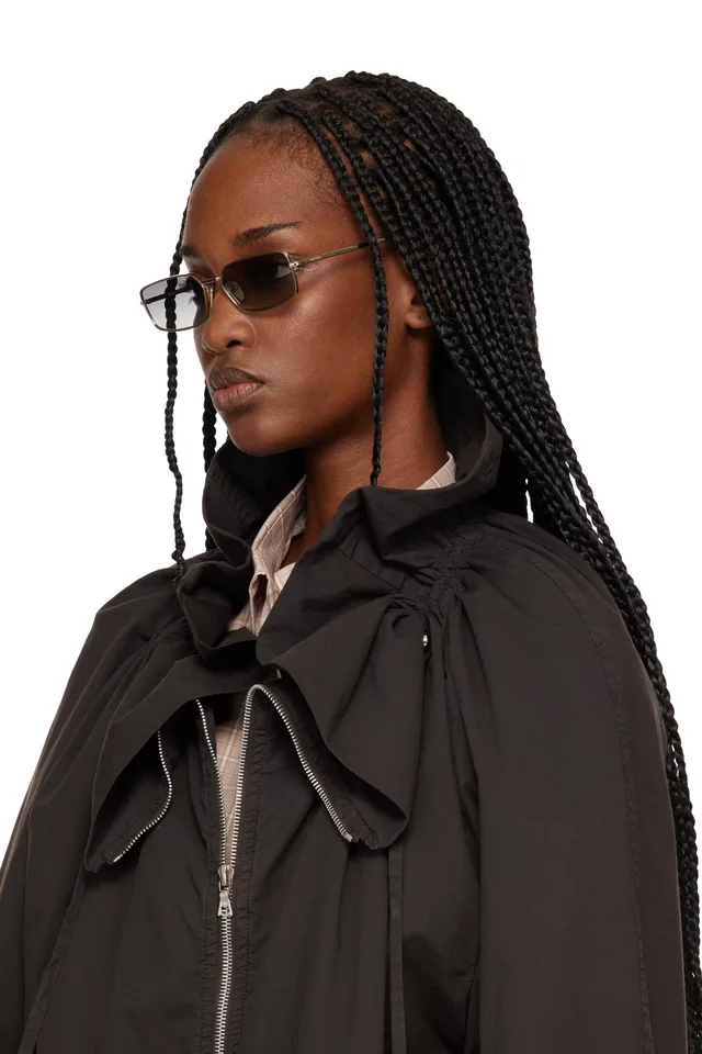 Prada Eyewear Gold Rectangle Metal Sunglasses, photo 4 of 4 from SSENSE