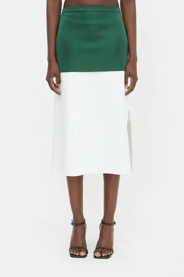 Ferragamo Jersey Knit Two Tone Skirt from VSP Consignment