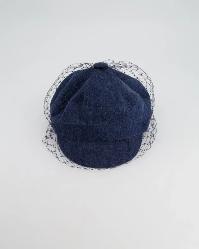 Dior Baker Boy Hat with Mesh Detail Size 57cm in Blue Denim from Sellier