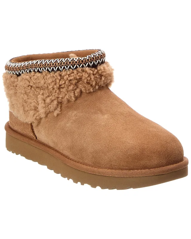 UGG W Classic Ultra Mini Maxi Curly Suede & Sherpa Bootie, image 1 of 1 from Rue La La
