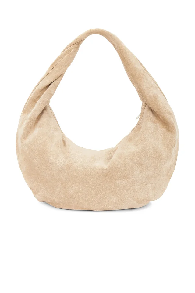Flattered Alva Shoulder Bag in Sand Suede, photo 2 of 4 from REVOLVE (Canada)