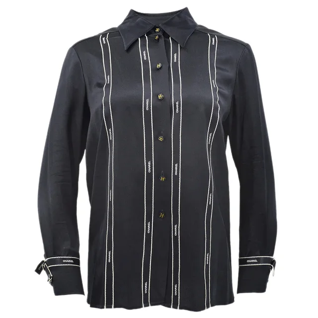 Chanel Fall 1994 Ribbon Silk Blouse Shirt #38 in Silk from AMORE Vintage Tokyo
