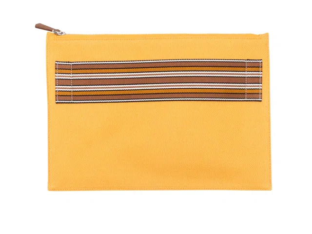 Orange Loro Piana Canvas Zip Clutch in Orange Canvas from Designer Revival