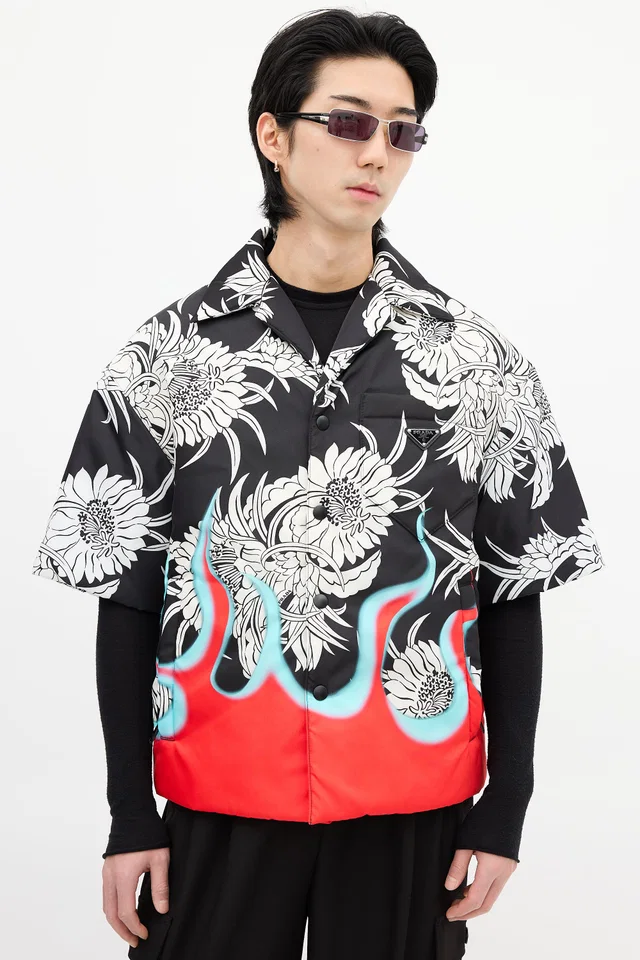Prada FW 2018 Flame Padded Shirt from VSP Consignment