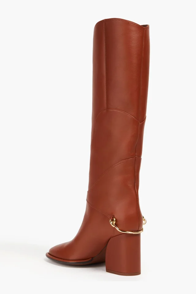 Zimmermann Embellished Leather Knee Boots in Tan, photo 3 of 4 from THE OUTNET