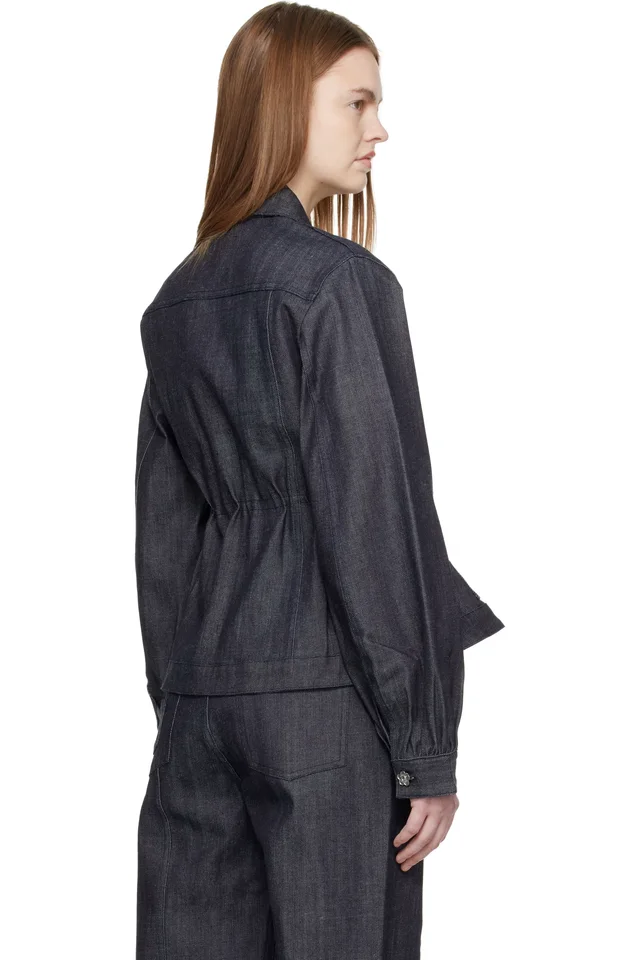 Cecilie Bahnsen Navy CBcandida Denim Jacket, photo 3 of 4 from SSENSE