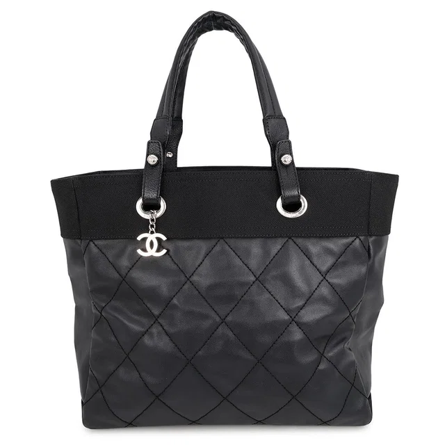 Chanel Paris-Biarritz Tote Bag BlackA34209 Leather Canvas Size MM in Canvas from GALLERY RARE
