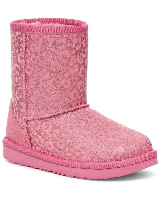 UGG Classic II Glitter Leopard Suede Kid's Bootie, image 1 of 1 from Rue La La