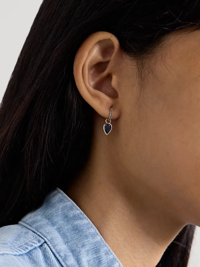 ALISON LOU Tear 14-karat gold, sapphire and laboratory-grown sapphire single hoop earring in Metallic, photo 2 of 2 from NET-A-PORTER (Canada)