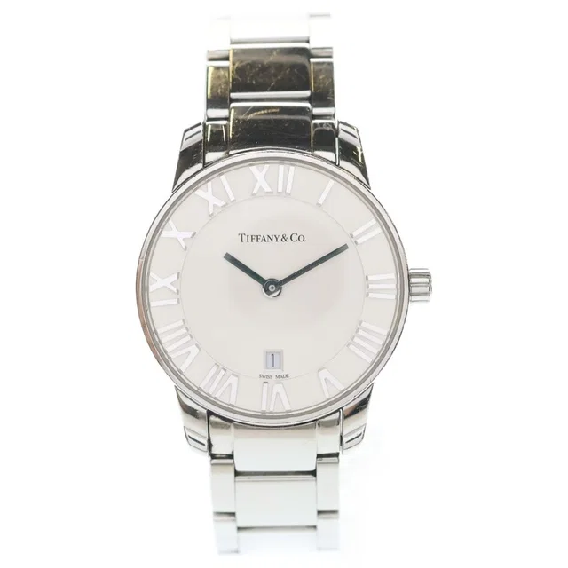 Tiffany & Co. Atlas Dome Date White Dial SS Quartz Stainless Watch in White from The Reluxe