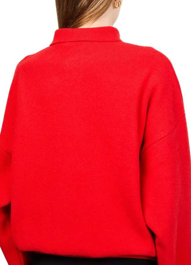 JACQUEMUS The Pallone vareuse-style knit in Red 89% merino wool, 10% cashmere, 1% polyamide, photo 5 of 6 from 24S (US)
