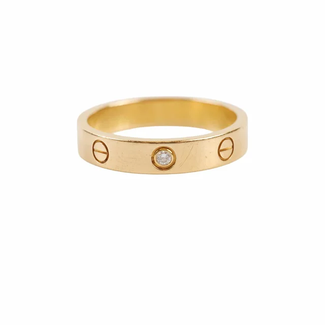 Cartier Love Ring 1 Diamond Rose Gold Size 58 in Pink from The Purse Affair