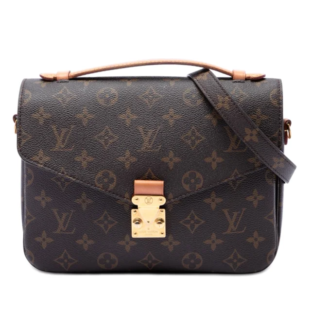Brown Louis Vuitton Monogram Pochette Metis Satchel in Brown Coated canvas from Designer Revival