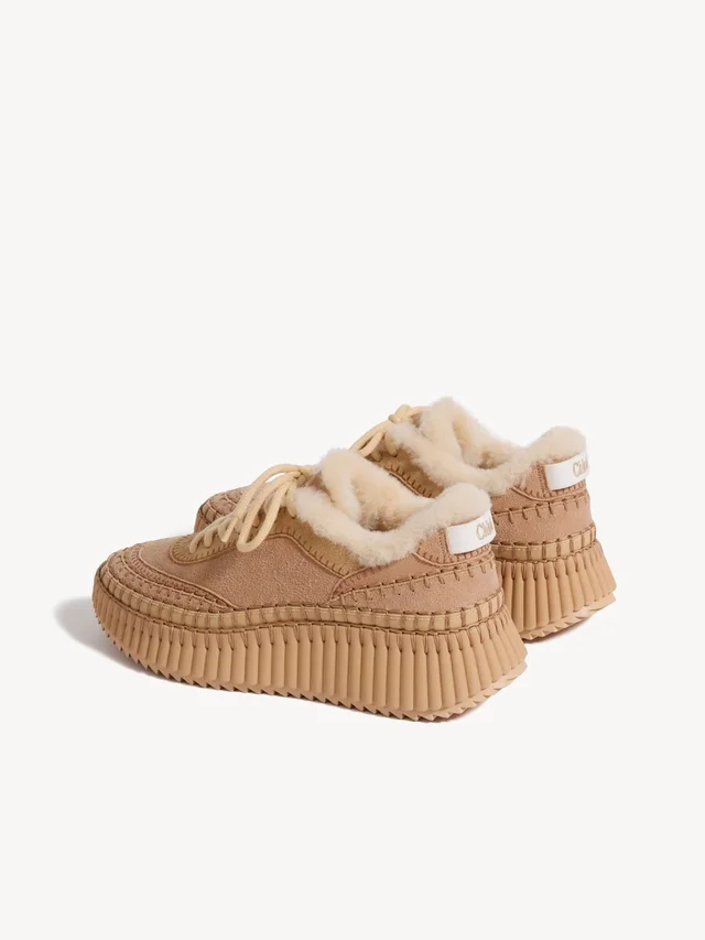 Chloé Nama Shearling Low-Top Sneakers, photo 2 of 5 from SENSER