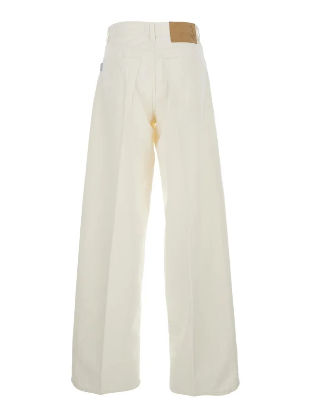 HAIKURE White Jeans with Belt Loops and Logo Patch on the Back in Denim Woman in White, photo 4 of 6 from Gaudenzi Boutique