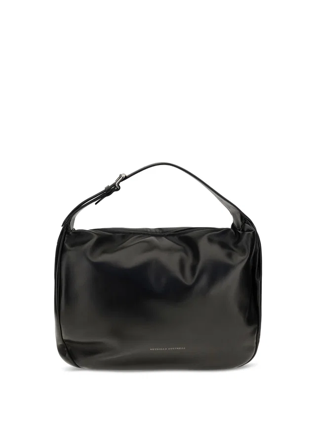 Brunello Cucinelli Boule Shoulder Bag — Black Calf Leather Bos Taurus in Black Calfskin from HEWI