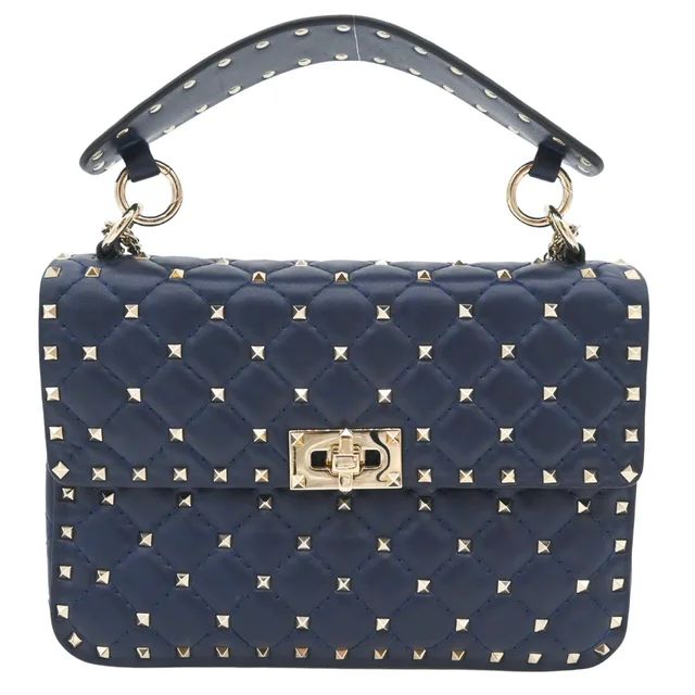 Valentino Garavani Rockstud Spike Quilted Chain Shoulder Bag in Leather from Clotheshorse Anonymous