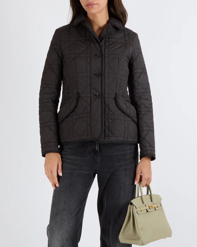Dior Black Quilted Cannage Padded Jacket with CD Bee Logo Embroidery Detail Size FR 40 (UK 12) in Black from Sellier