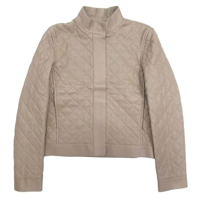 Hermès Deerskin Quilted Riders Jacket Sellier Buttons 34 Gray in Grey Cashmere from The Reluxe