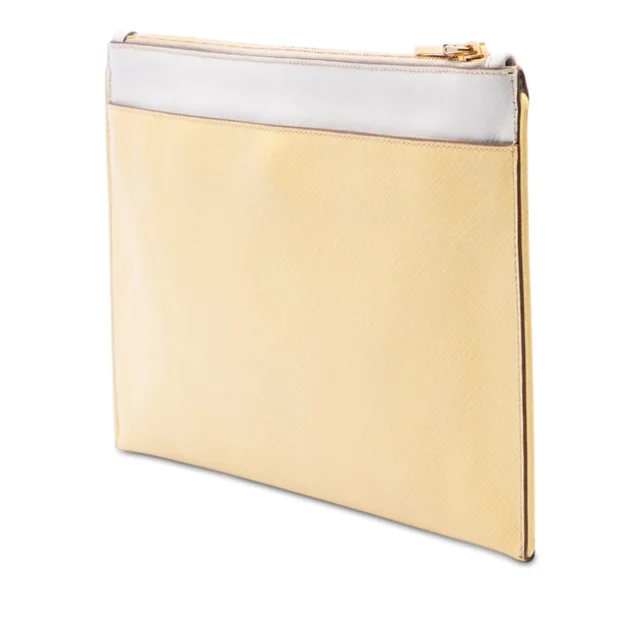 Yellow Prada Bicolor Saffiano Lux Clutch in Yellow Saffiano leather from Designer Revival, photo 2 of 2