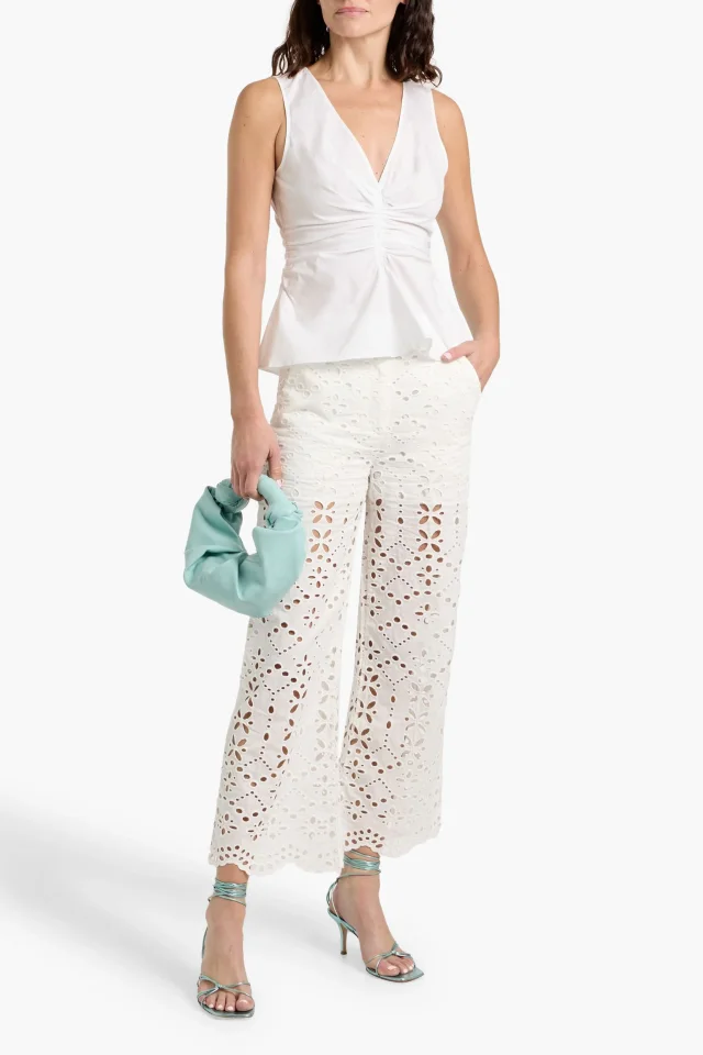 Veronica Beard Kemper Broderie Anglaise Cotton Wide-Leg Pants, photo 2 of 4 from THE OUTNET