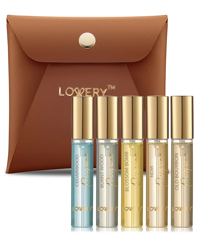 Lovery Travel Cologne Spray For Men, 5pc Woodsy Scented Mini Body Perfumes With Pouch, image 1 of 1 from Rue La La