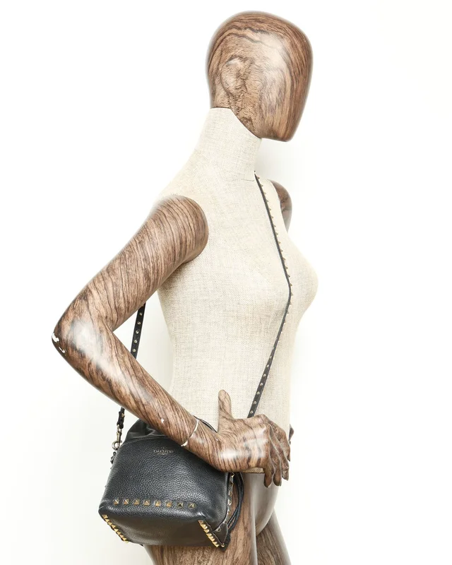 Valentino Garavani Rockstud Bucket Bag in Caviar leather from A Retro Tale, photo 8 of 8