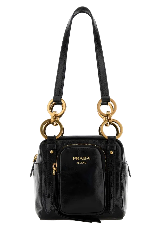 Prada Bauletto Shoulder Bag — Black Vitello in Black Leather from HEWI